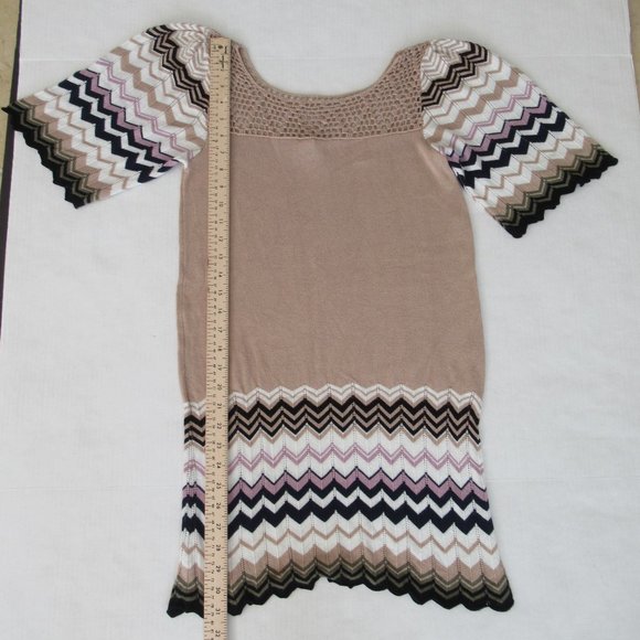 RXB Fitted Knitted Slip On Chevron Dress, Size M (Juniors), Beige Multicolor - Picture 11 of 13